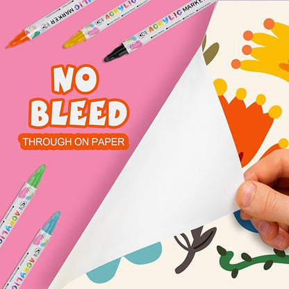 120 Colors Acrylic Paint Pens, Dual Tip Acrylic Paint Markers for Paper, Wood, Canvas, Stone, Rock Painting, Glass, Fabric, DIY, Ceramic, Art Supplies for Kids and Adults Drawing (Dot + Fine)