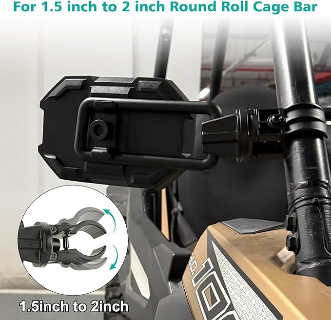 SUNPIE Side Mirrors for UTV SXS, Wider View Mirror with Horizontal and Vertical View Fits 1.5"-2"Roll Bars Compatible with Polaris RZR,Can Am X3, Honda Pioneer, Kawasaki Mule, Cfmoto Zforce