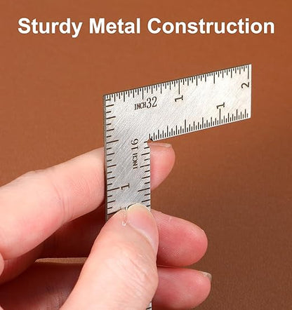 Right Angle Ruler, 2 x 4 inch L Ruler, Stainless Steel L Square for Engineer Carpenter Measuring (Silver)