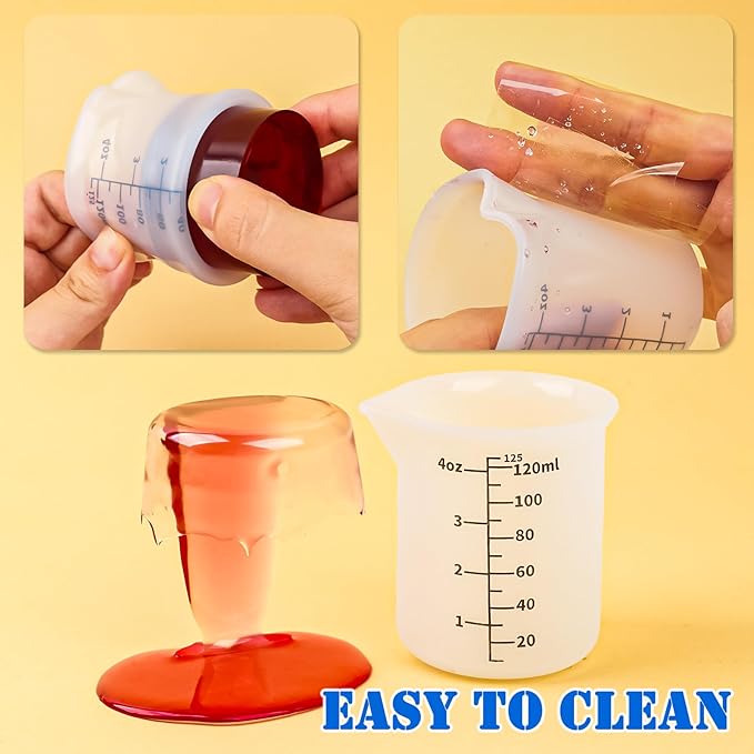 Silicone Measuring Cups 4.4oz/125ml Accurate Scale & 1.4oz/40ml Mini Mixing Bowls Dispenser 5Pcs Epoxy Mixing Cup Resin Pouring Cups DIY Resin Art Craft Supplies Resin Accessories