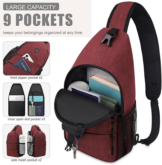 Crossbody Bags for Women Men Trendy Sling Bag Bakpack Casual Chest Bag with Convertible Shoulder Strap