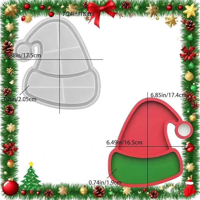 Christmas Resin Molds Silicone for Epoxy Resin Santa Hat Storage Container Resin Mold for Clay Plaster Gypsum Cement molds, DIY Christmas Silicone Mold Crafting Home Decoration