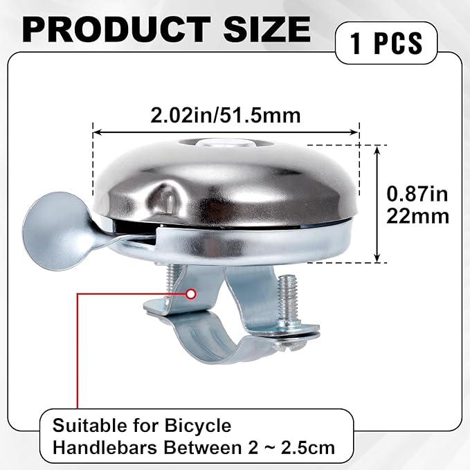 Fully Metal Bike Bell, Loud Clear Sound Bicycle Bell for Adult Bikes, Classic Cycling Horns