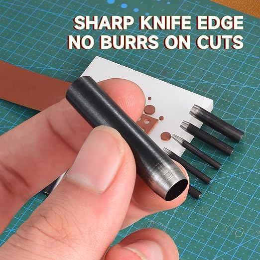 Leather Circle Cutter Tool Set, 27 Pieces, High Carbon Steel Round Cutting Dies, Hole Punch Kit with15MM, 20MM, 25MM, 30MM, 35MM, 38M Dies for DIY Leather Craft
