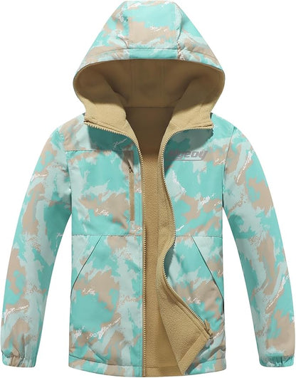 MGEOY Boys Girls Rain Jackets Lightweight Waterproof Hooded Raincoats Windbreakers for Kids 4-14Y