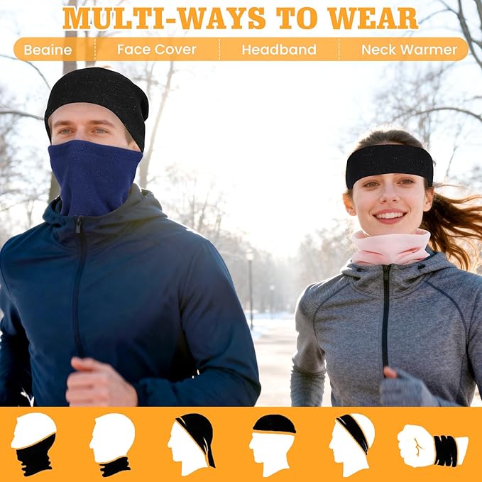 Winter Neck Warmer Gaiter: 4 Pack Windproof Face Ski Mask Fleece Face Cover Scarf for Cold Weather Sports and Work