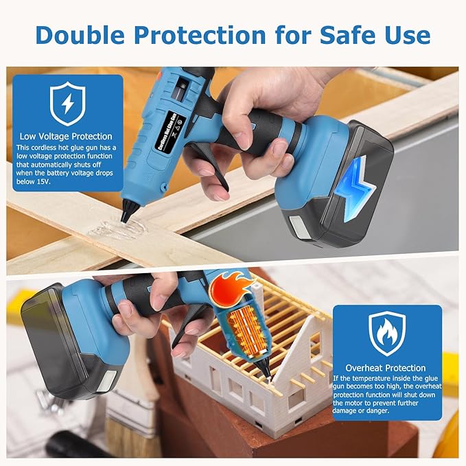 100w Cordless Hot Melt Glue Gun Compatible with Makita 18V Battery, High Temp Electric Power Glue Gun with 20pcs 11x150mm Glue Sticks for Arts Crafts DIY Decor School Home Repair (No Battery)