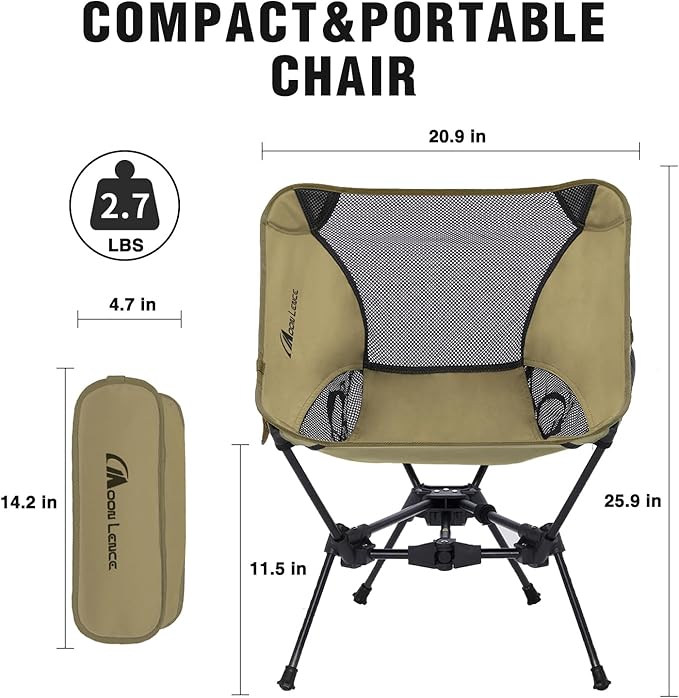 MOON LENCE Portable Camping Chair Backpacking Chair - The 4th Generation Ultralight Folding Chair - Compact, Lightweight Foldable Chairs for Hiking Mountaineering, Beach
