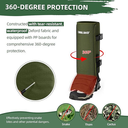 CAMULAND Snake Gaiters for Men & Women, Durable Waterproof Snake Guards for Lower Leg Protection