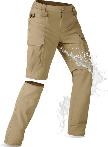 Mens Hiking Pants Convertible Lightweight Quick Dry Zip Off Waterproof Outdoor Travel Fishing Hunting Pants
