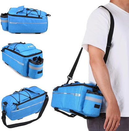 Lixada Bike Panniers Bike Trunk Bag Insulated Bag for Warm/Cool Items, Bicycle Rear Rack Storage Luggage Bicycle Seat Multifunctional Insulated Trunk Cooler Bag Shoulder Bag 11.4 6.3 6.7in