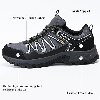 Queday Mens Waterproof Hiking Shoes Lightweight Outdoor Walking Shoes Breathable Hike Trekking Trails Camping Climbing