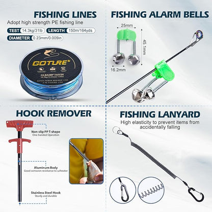 Goture Fishing Rod and Reel Combos,1.8M-2.7M Telescopic Fishing Pole Spinning Reel Line Lures Set with Carrier Bag,Telescopic Rod Kit for Starter Travel Saltwater Freshwater Gear Gift