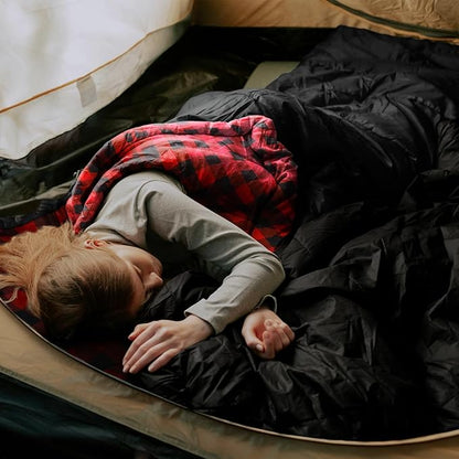 ShinHye 0 Degree Sleeping Bag for Adults - Cotton Flannel 4 Season Cold Weather Winter, XXL Big and Tall Camping Sleeping Bag with Compression Sack