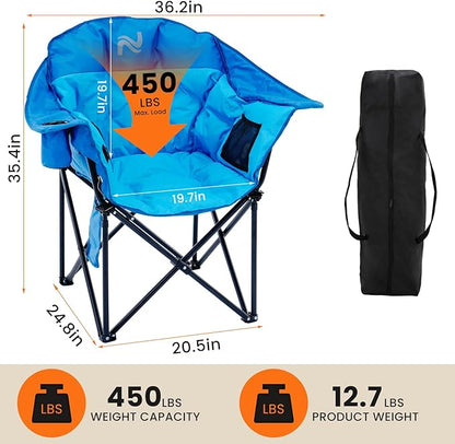 NAIZEA Heated Camping Chairs, Outdoor Heated Camp Chair w/3 Heating Mode, Oversized Heated Chair for Adults, Heavy Duty Folding Camping Chairs for Camping,Fishing,Sports Events,NOT Included Battery
