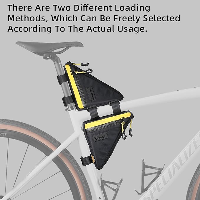 Rhinowalk Bicycle Front Frame Bag Waterproof Bicycle Bag 0.9L Cycling Accessories Nylon Pack Pouch for MTB Road Bike Cycling Commuting and Outdoor Adventures