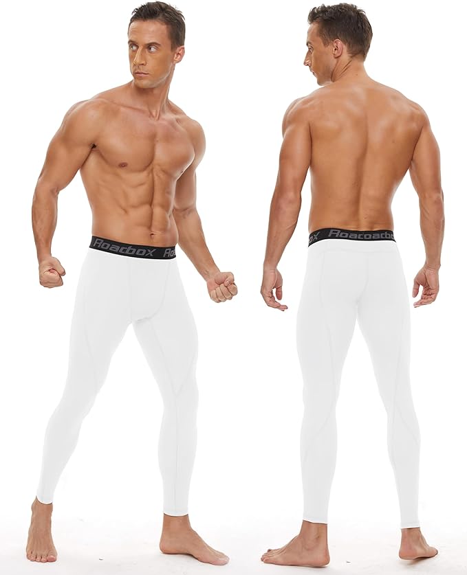 Roadbox 2 Pack Men's Compression Pants, Quick Dry Running Tights Workout Leggings, Athletic Base Layer for Gym Football Yoga