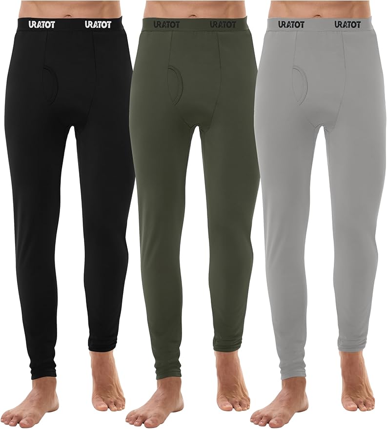 URATOT Men's Thermal Underwear Bottom Fleece Long Johns for Men Soft Warm Base Layer Thermal Pants for Cold Weather