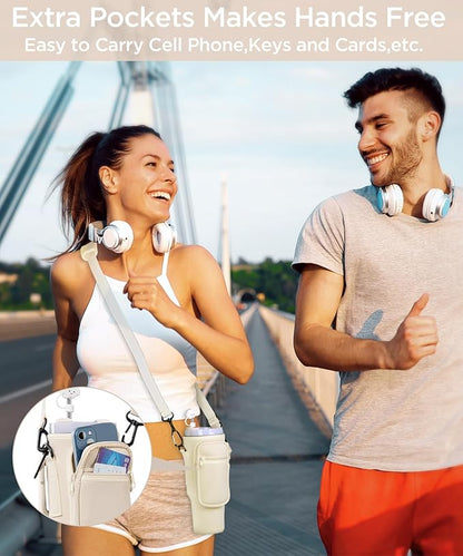 dabria Water Bottle Carrier Bag with Phone Pocket for Stanley 40 oz Tumbler Neoprene Water Bottle Holder Pouch with Adjustable Strap Bollus with Straw Cover & Letter Charm for Stanley Cup Accessories