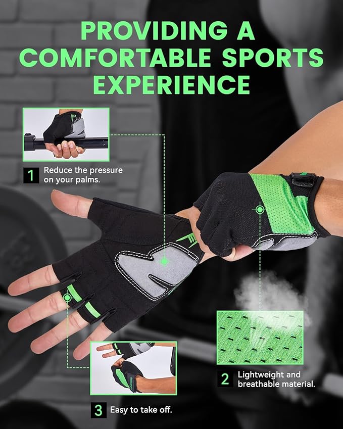 Breathable Workout Gloves for Weight Lifting, Gym & Cycling – Lightweight Fingerless Training Gloves with Enhanced Grip & Shock Absorption, Great for Fitness