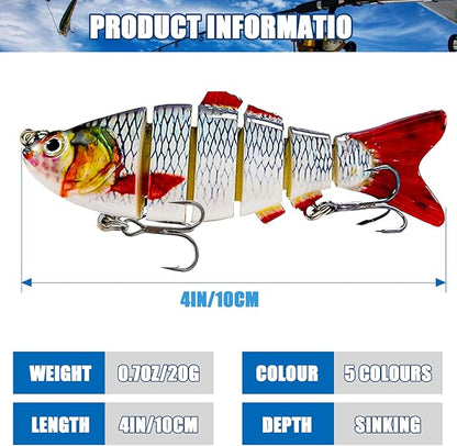 Multi Jointed Swimbait for Freshwater and Saltwater with case Fishing Lures with Sharp Hooks Top Water Bionic Swimming Lure Kit for Bass Trout Pike Walleye