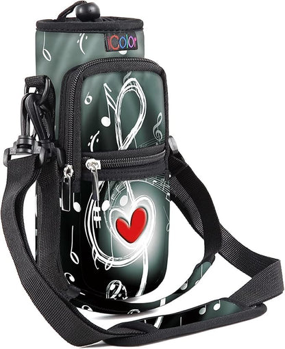 icolor Water Bottle Carrier Bag with Strap 25/32/40 oz Crossbody Bottle Holder with Phone Pocket Sling Sleeve Insulated Neoprene Water Bottle Pouch for Walking Travelling