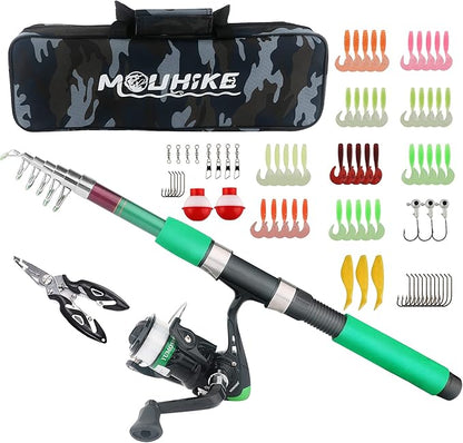 Telescopic Fishing Pole Reel Combo Ultralight Fishing Rod Spinning Reel with Tackle Bag All-in-One Fishing Accessories Fishing Gear Gifts Kit for Kids Adults Youth Beginner Saltwater Freshwater
