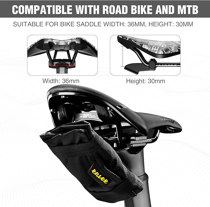 WEEROCK Bike Saddle Bag for Bicycle Tool, Small Size Foldable Waterproof Bike Seat Bag for Bike Repair Tools, Black