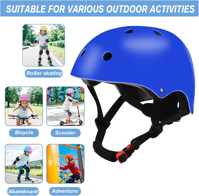 Color Gradient Adjustable Kids Bike Helmet with Knee & Elbow Pads Set | Multi-Sport Safety Gear for Boys & Girls Ages 5-14 | Skateboarding, Scooters, Roller & Inline Skating, Longboarding
