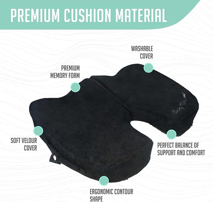 Premium Foldable Travel Seat Cushion - for Relief of Lower Back, Sciatic, Butt and Tailbone Pain - for Home & Office Use, Perfect for Travel or Driving - Coccyx Seat Cushion