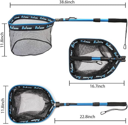 YVLEEN Floating Fishing Net - Folding Fishing Landing Net with Rubber Coating Mesh for Easy Fish Catch and Release, Fishing Net for Freshwater and Saltwater