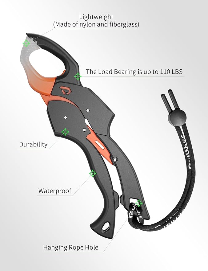 Fish Gripper 9.2",Fish Grabber Tool with Lanyard,Fish Holder for Saltwater