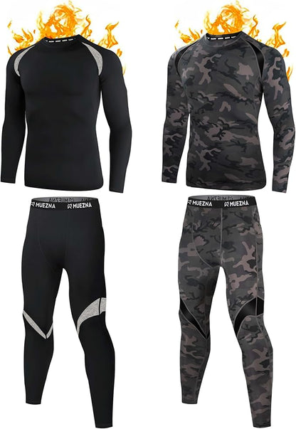 Muezna Men's Thermal Top and Bottom Set Underwear Long Johns Base Layer with Soft Fleece Lined