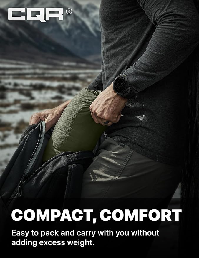 CQR Men's Lightweight Insulated Jacket, Windproof Packable Water Resistant Warm Active Coat for Hiking Work Outdoor Tactical