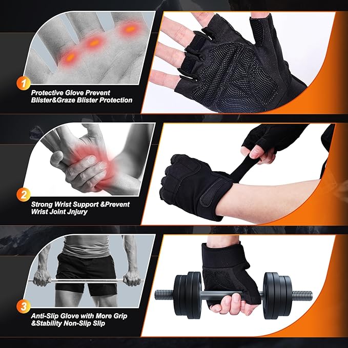 Weight Lifting Gloves, Gym Gloves for Men and Women, Full Palm Protection for Sports, Weightlifting, Training, Cycling, Pull-Ups, Rowing, and Mountaineering