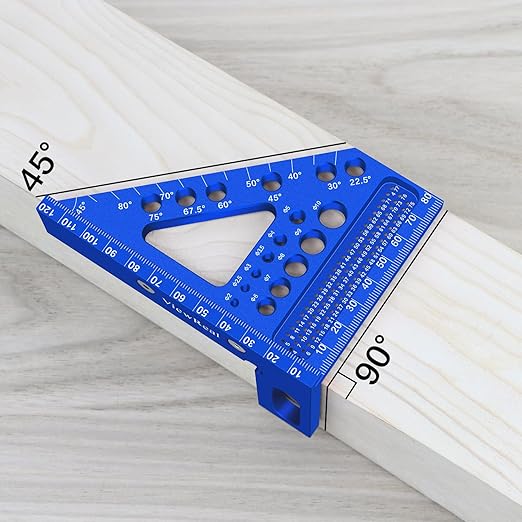 Aluminum Carpenter Square with 3D Multi-Angle Layout Measuring Ruler - Upgraded Pin Pivot Design for Secure Storage, Woodworking Squares Compact Woodworking Tool(Metric)