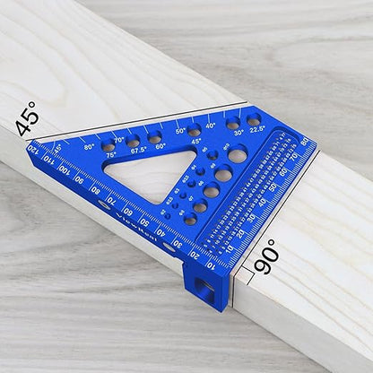 Aluminum Carpenter Square with 3D Multi-Angle Layout Measuring Ruler - Upgraded Pin Pivot Design for Secure Storage, Woodworking Squares Compact Woodworking Tool(Metric)