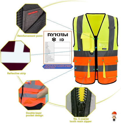 A-SAFETY High Visibility Reflective Safety Vest Customize Logo (XS-8XL)