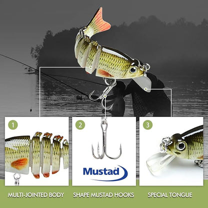 TRUSCEND Easy Catch Swimmax, Magic Noisy Turbulent Wiggling and Vibrating Actions for More Bites, Segmented Swimbait Jointed by Dyneema Strongest Fiber, Lifelike Fishing Lures for Relax Family Fishing