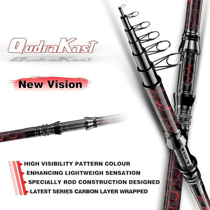 Fishing Rod and Reel Combos, Unique Design with X-Warping Painting, Carbon Fiber Telescopic Fishing Rod with Reel Combo Kit with Tackle Box, Best Gift for Fishing Beginner and Angler