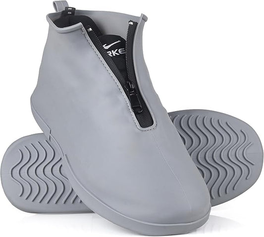 Waterproof Shoe Covers Slip-Resistant Overshoes Newly Upgraded and Latest Model for Men Women, Reusable Rain Boots for Outdoor, Cycling, Hiking, Work (Grey, L (Women 8-10.5, Men 7-10))