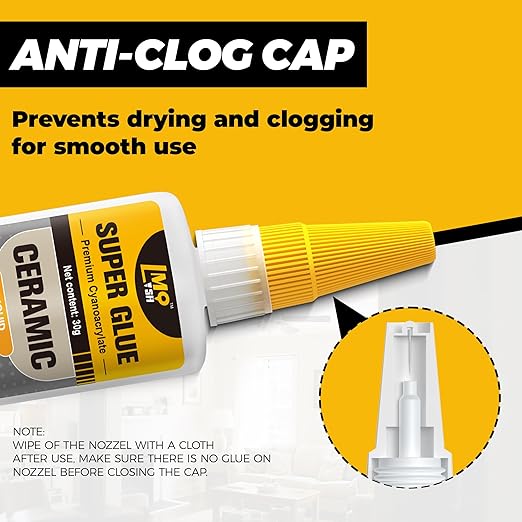 Ceramic Super Glue Liquid, Clear Instant Cyanoacrylate Adhesives for Ceramic Repair Food Safe, All Purpose CA Glue for Shoe Plastic Leather Glass Model Metal Wood Pottery Porcelain Mugs Clay Dishes