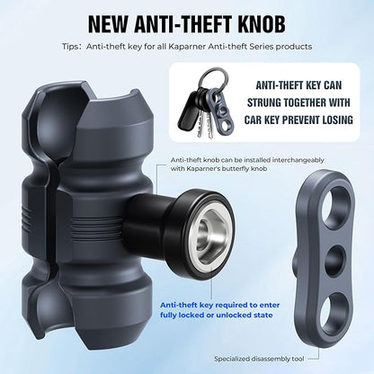 Anti-Theft Shock-Absorbing Phone Holder Kit, Aluminum Double Socket Arm and Handlebar Strong Rod Clamp, Installed on 0.55-1.77" Diameter Rail Round Rod (KPS-15)