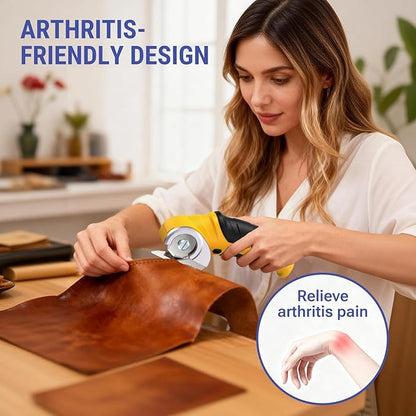 VLOXO Cordless Cardboard Cutter, Electric Scissors for Cardboard with Safety Lock, Power Rotary Scissors Multi-Cutting Tools, Rechargeable Box Cutter Electric for Carpet Leather (Yellow)