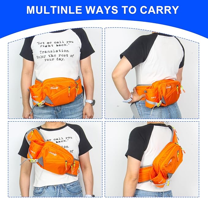 Waist Pack with Water Bottle Holder for Men and Women for Running Climbing Hiking Fitness Cycling and Other Outdoor Sports (Orange)