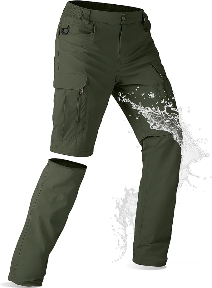 Mens Hiking Pants Convertible Lightweight Quick Dry Zip Off Waterproof Outdoor Travel Fishing Hunting Pants