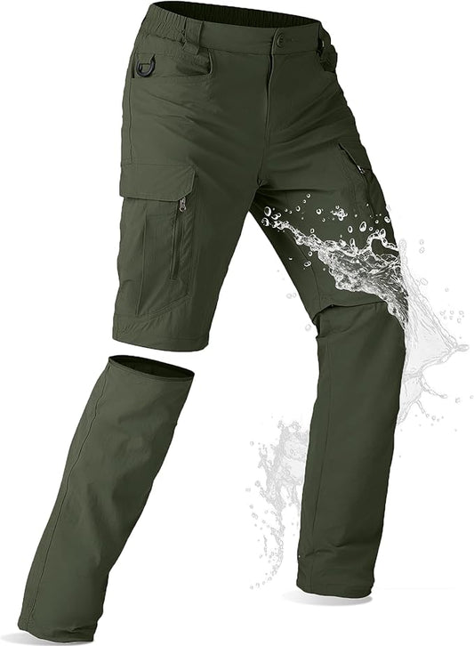Mens Hiking Pants Convertible Lightweight Quick Dry Zip Off Waterproof Outdoor Travel Fishing Hunting Pants