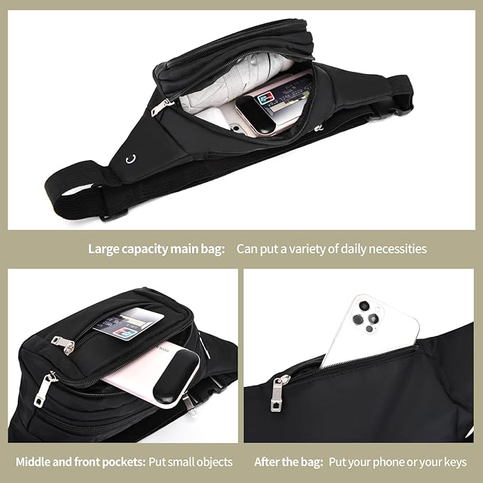 DAITET Crossbody Fanny Pack for Men&Women,Large Waist Bag & Hip Bum Bag with Adjustable Strap for Outdoors Workout Traveling Casual Running Hiking Cycling