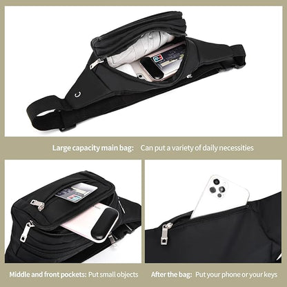 DAITET Crossbody Fanny Pack for Men&Women,Large Waist Bag & Hip Bum Bag with Adjustable Strap for Outdoors Workout Traveling Casual Running Hiking Cycling