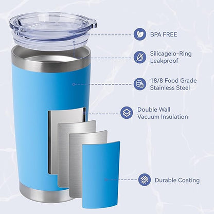 HASLE OUTFITTERS 20oz Stainless Steel Tumblers Bulk, Insulated Travel Cup with Lid, Double Wall Vacuum Coffee Mug for Cold & Hot Drinks 8 Pack, Royal Blue